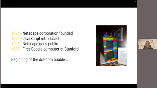 A historical image representing the dot-com bubble era, perhaps with early internet company logos.